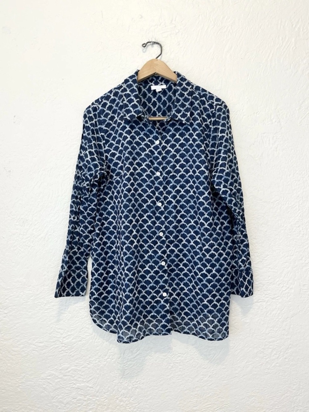 J. Jill Button-Down Printed Blue Women's Shirt